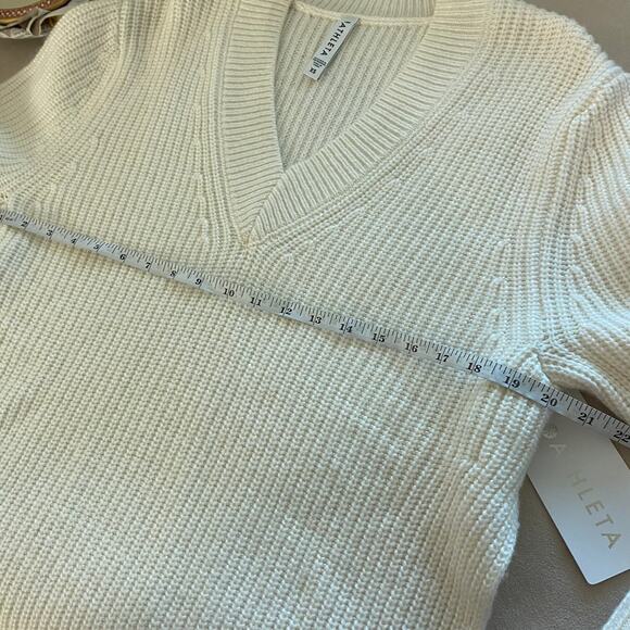 Athleta NWT Shasta V-Neck Sweater Wool Blend Ribbed Knit Size XS Dove Tunic - Picture 9 of 10